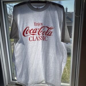 Vintage Enjoy Coca Cola Classic Shirt Mens XL White Paper Thin Single Stitch 80s